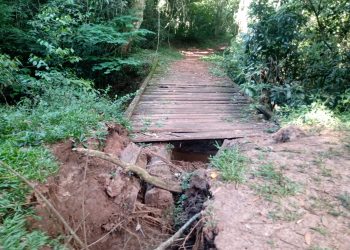 EROSÃO COMPROMETE PONTE DE MADEIRA E COLOCA EM RISCO FREQUENTADORES DO HORTO FLORESTAL DE AVARÉ