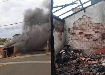 CASA É ATINGIDA POR INCÊNDIO APÓS CRIANÇA BRINCAR COM ISQUEIRO