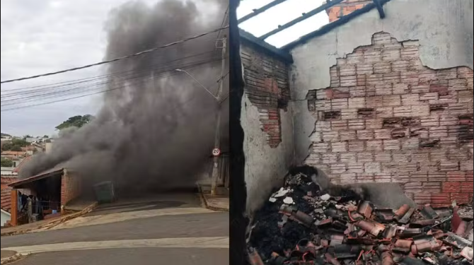 CASA É ATINGIDA POR INCÊNDIO APÓS CRIANÇA BRINCAR COM ISQUEIRO