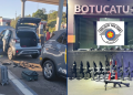 DUPLA É PRESA COM 14 FUZIS E SETE PISTOLAS ESCONDIDOS NAS PORTAS DE CARRO NA CASTELLO BRANCO